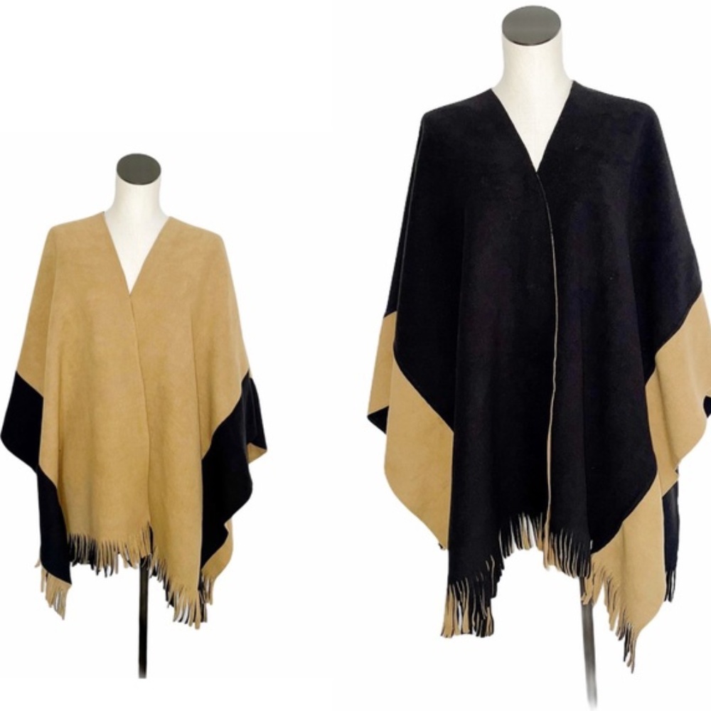 NWT  Rachel Roy Reversible Kimono Sweater Cardigan Cape Poncho Colorblock - Picture 2 of 6